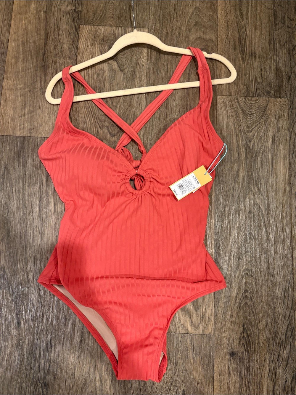 FREE in bundle NWT Ribbed Coral One-Piece Swimsuit with Ring Accent Kona sol L